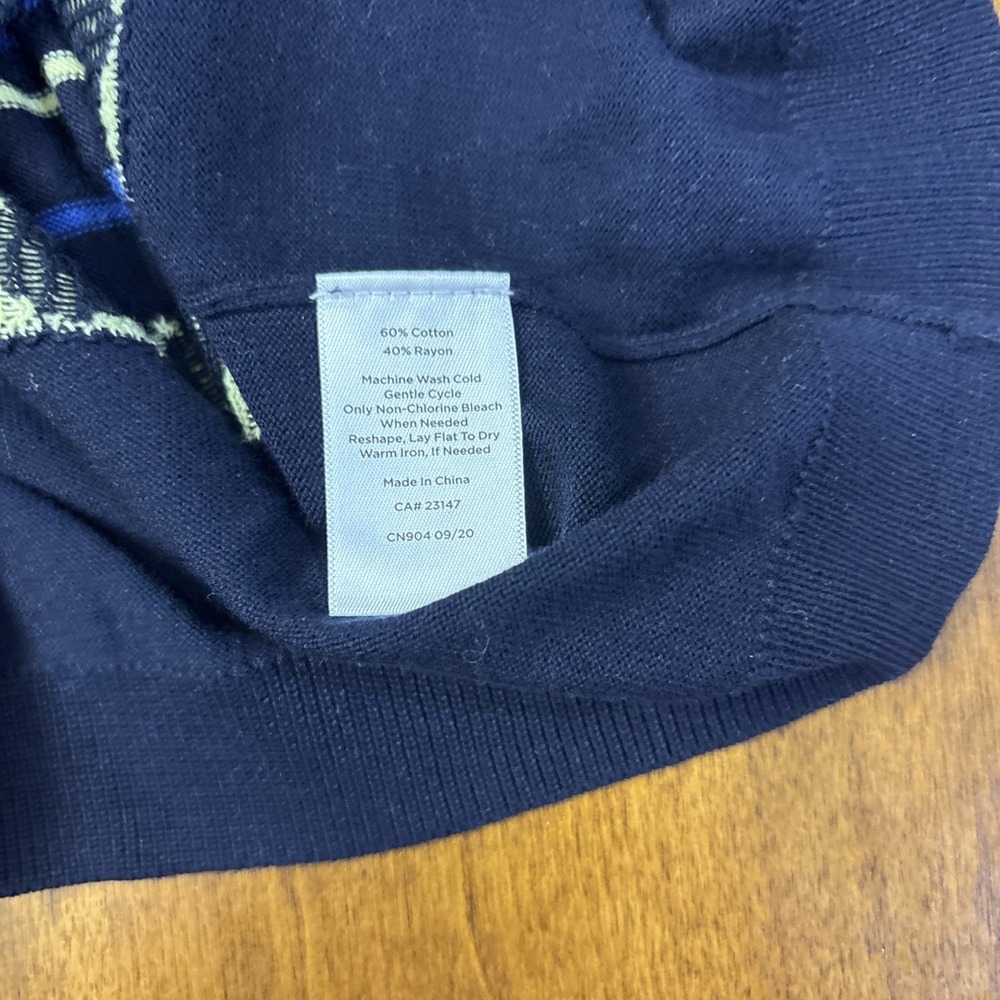 Talbots Women's Navy Blue Hearts & Stripes Print Cardigan Sweater Size S Rainbow - Picture 8 of 12